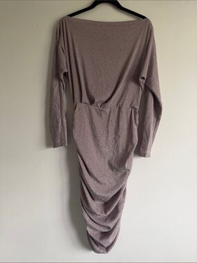 Scarlett Glitter Mauve Long Sleeve Ruched Dress